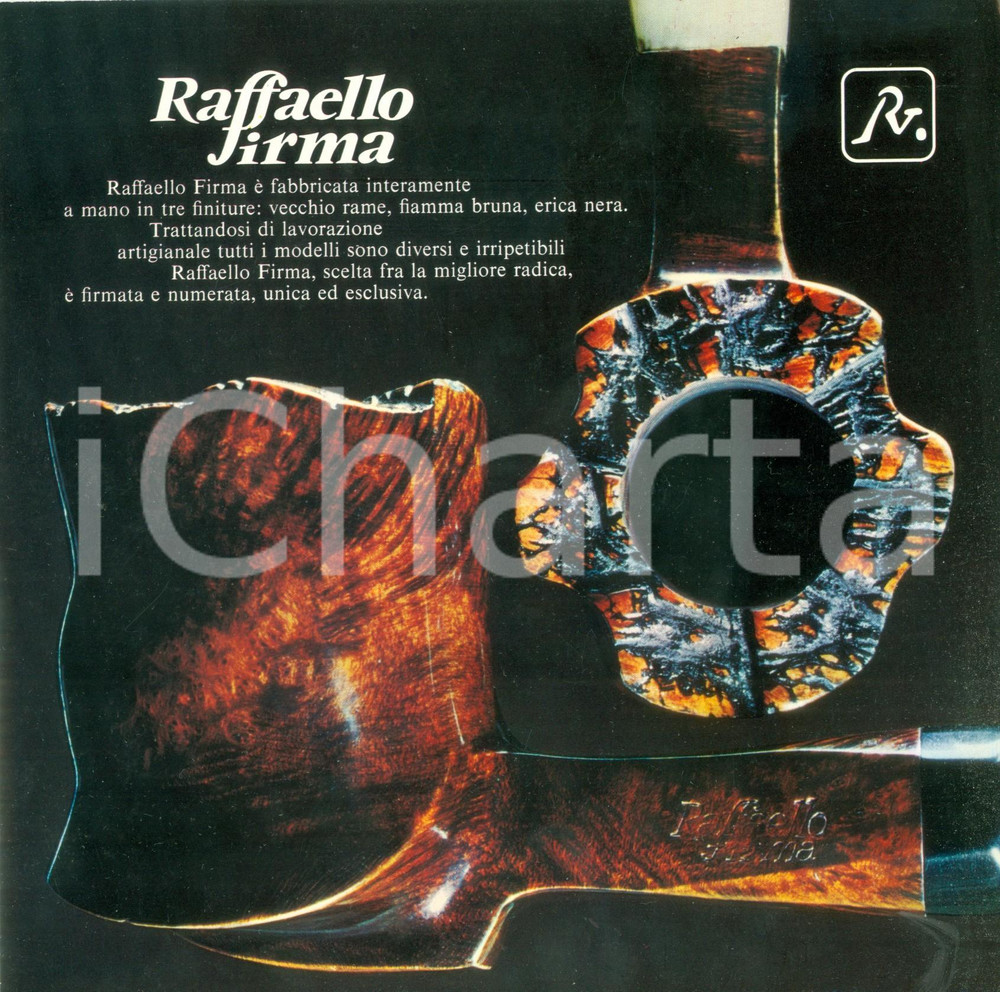Materiale pubblicitario d’epoca 1980 ca MILANO Artigianato pipe RAFFAELLO Pipa Raffaello Firma CARTONCINO 1