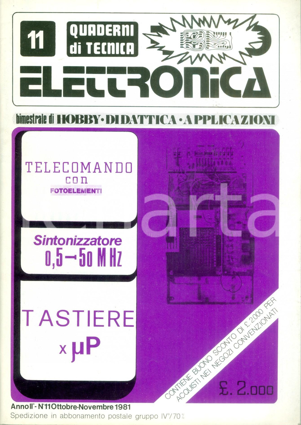 Materiale pubblicitario d’epoca 1981 QUADERNI DI TECNICA ELETTRONICA n. 11 Microcomputer Rivista ILLUSTRATA 1