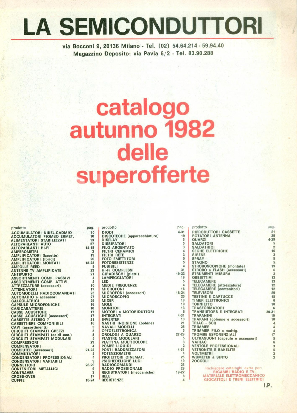 Materiale pubblicitario d’epoca 1982 MILANO Catalogo superofferte LA SEMICONDUTTORI Illustrato 1