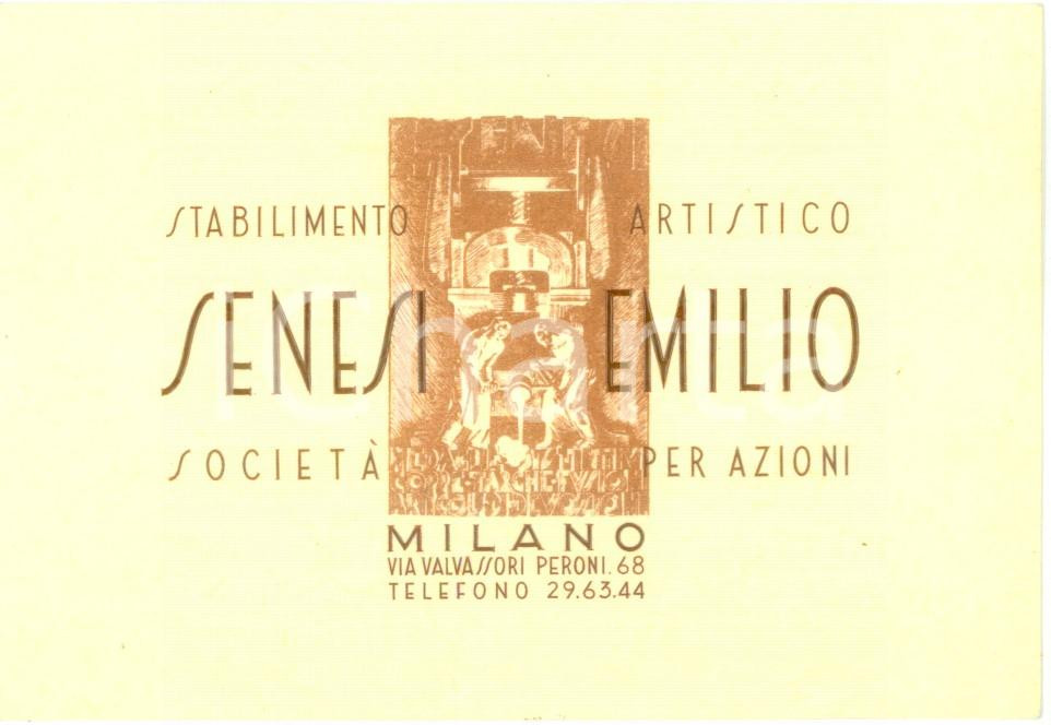 Materiale pubblicitario d’epoca 1955 ca MILANO Medaglie Stabilimento Artistico SENESI Emilio Biglietto 1
