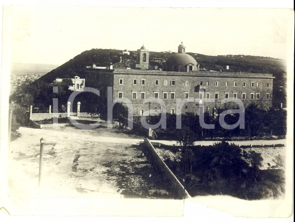 Fotografia d epoca originale 1950 ca HAIFA ISRAELE Veduta santuario STELLA MARIS del MONTE CARMELO Foto 1