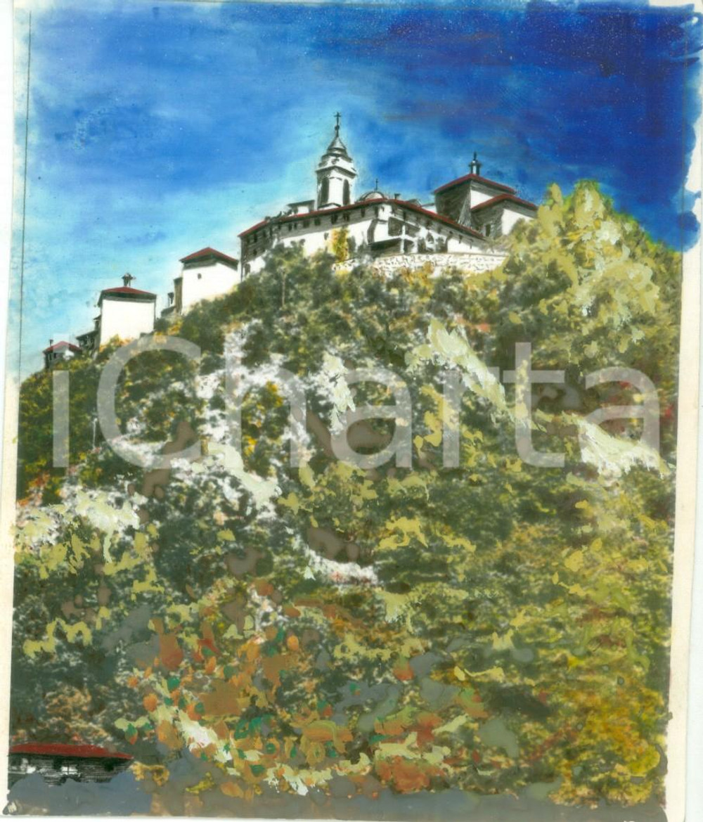 Fotografia d epoca originale 1950 ca VARALLO SESIA VC Veduta del Sacro Monte Fotografia COLORATA A MANO 1