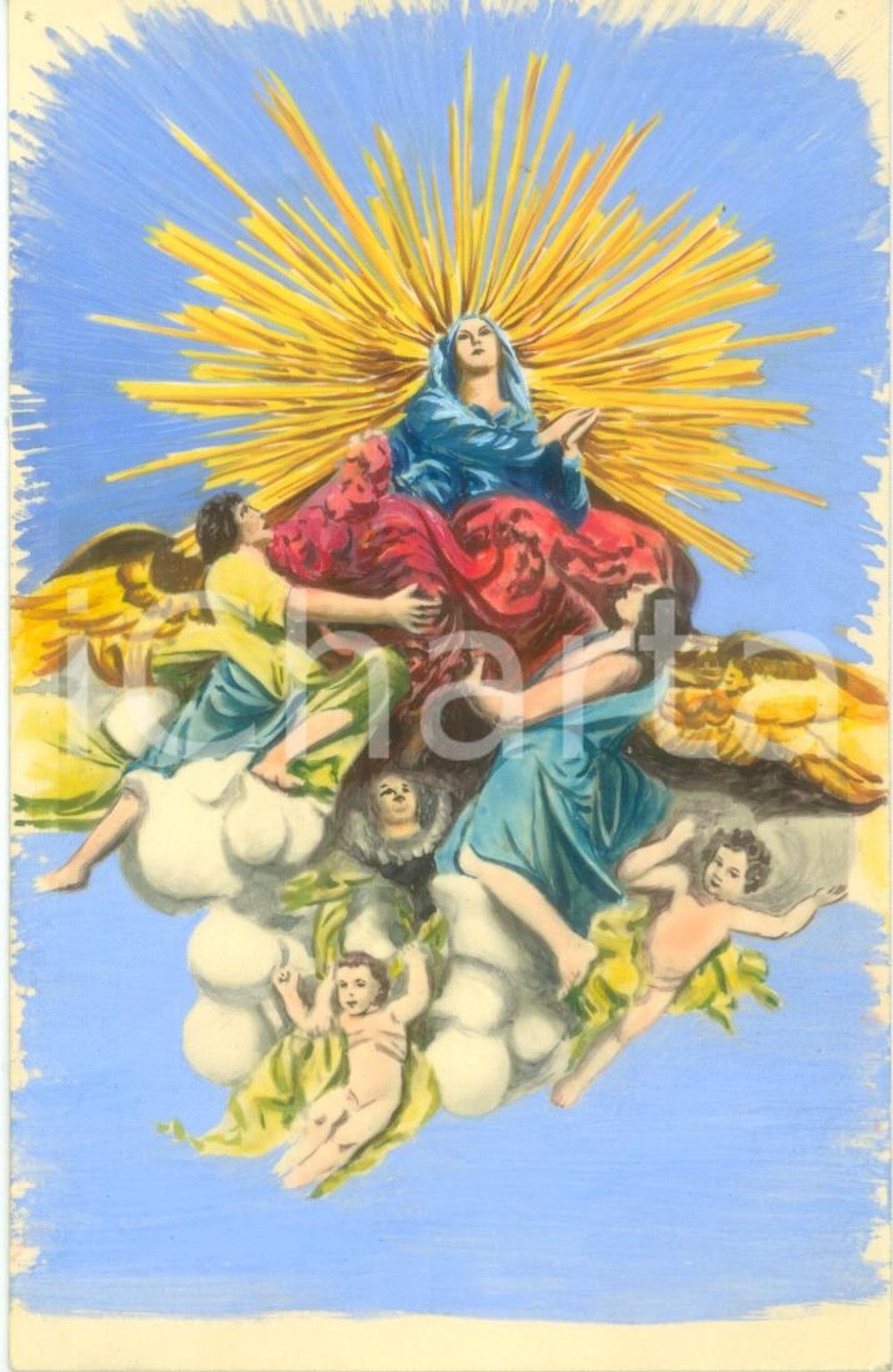 Cartolina originale da collezione 1950 ca VARALLO SESIA VC Assunzione di Maria SACRO MONTE COLORATA A MANO 1