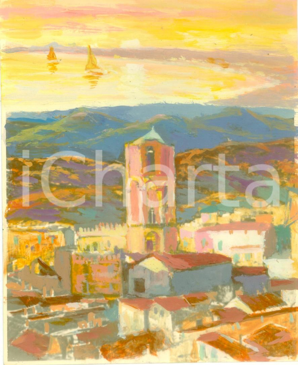 Fotografia d epoca originale 1950 ca MONTE SANT ANGELO FG La Celeste Basilica Fotografia COLORATA A MANO 1