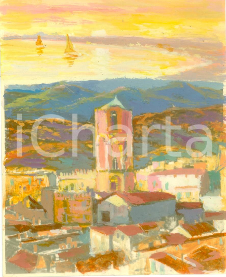 Fotografia d epoca originale 1950 ca MONTE SANT ANGELO FG La Celeste Basilica Fotografia COLORATA A MANO 1