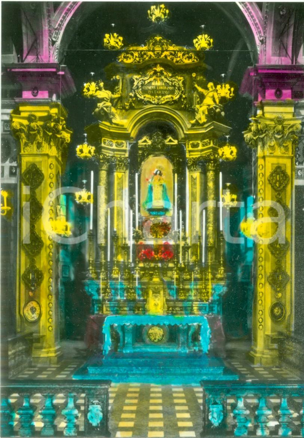 Cartolina originale da collezione 1955 ca FONTANELLATO PR Santuario Vergine del Rosario Cartolina COLORATA A MANO 1
