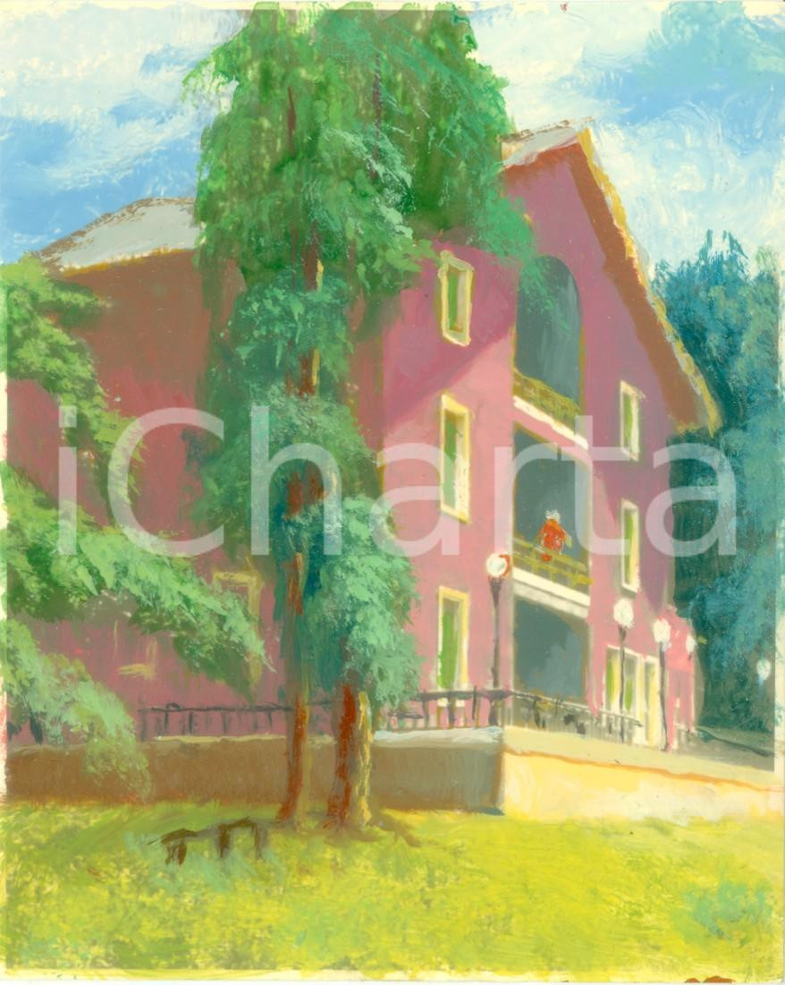 Fotografia d epoca originale 1950 ca GARGANO Albergo rifugio nella Foresta Umbra Fotografia COLORATA A MANO 1