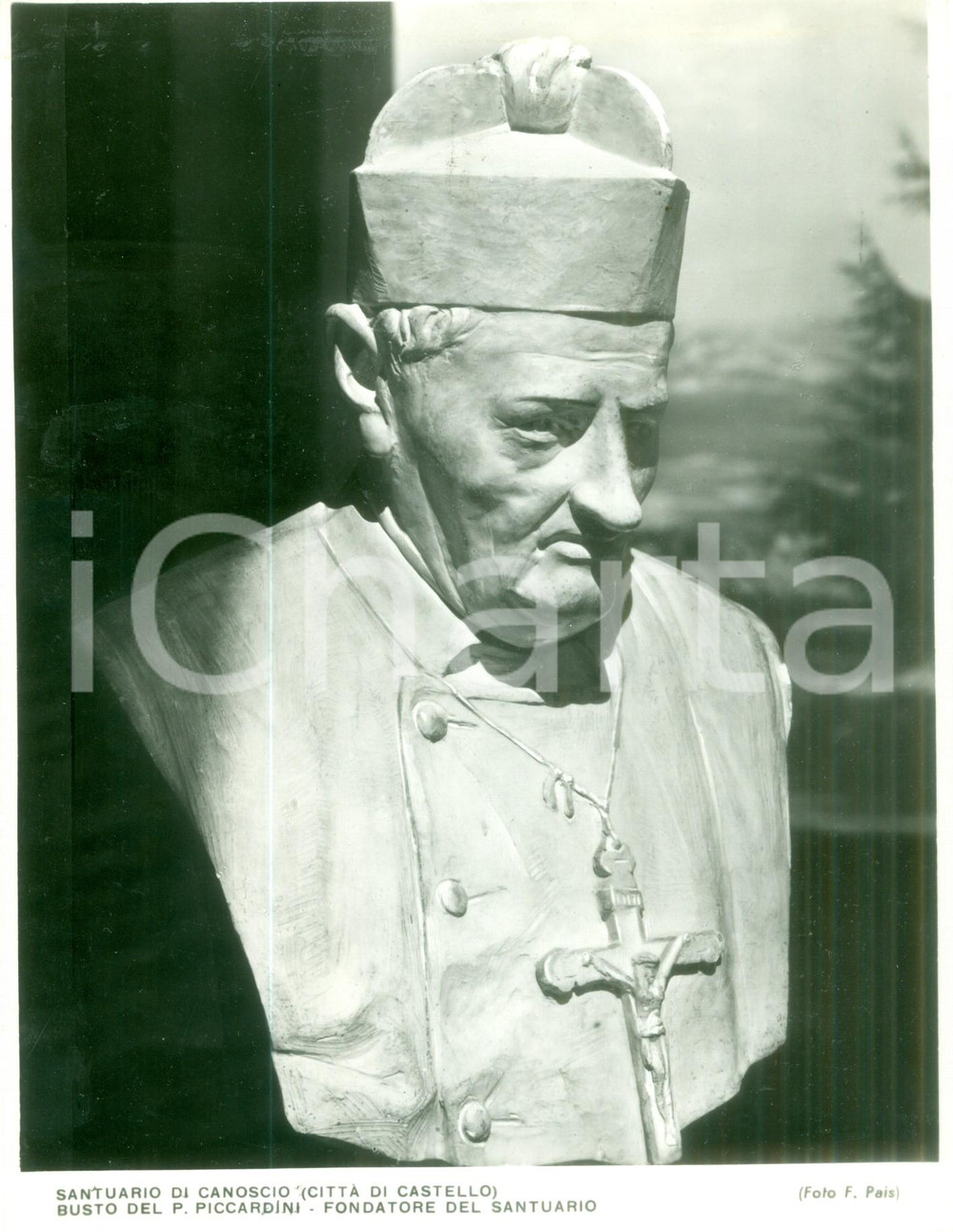 Fotografia d epoca originale 1955ca CITTA  DI CASTELLO PG Busto Luigi PICCARDINI Santuario di CANOSCIO Foto 1