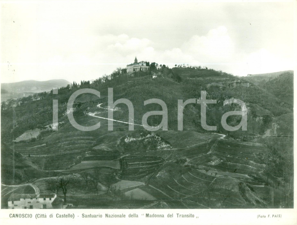 Fotografia d epoca originale 1955 CITTÃ€ DI CASTELLO Santuario Nazionale Madonna del TRANSITO CANOSCIO Foto 1