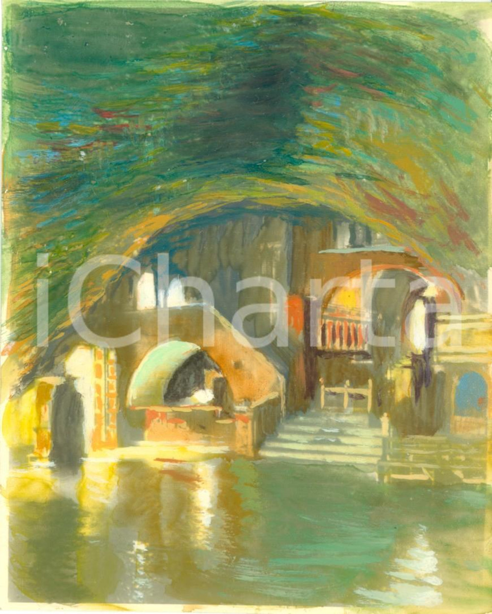 Fotografia d epoca originale 1950 ca MONTE SANT ANGELO FG Grotta di San Michele Fotografia COLORATA A MANO 1