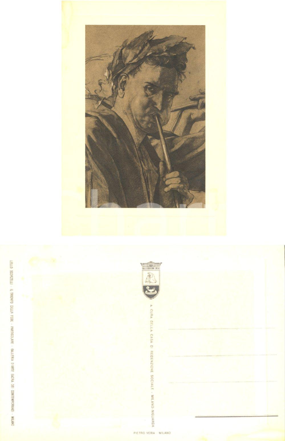Cartolina originale da collezione 1955 MILANO Galleria arte sacra Ill. Lello SCORZELLI Casa redenzione NIGUARDA 1
