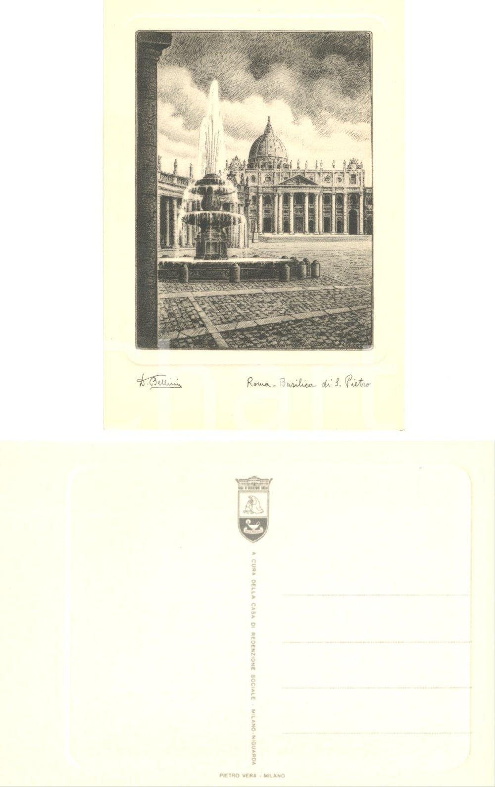 Cartolina originale da collezione 1955 ca ROMA Basilica SAN PIETRO Inc. BELLINI Casa redenzione sociale NIGUARDA 1