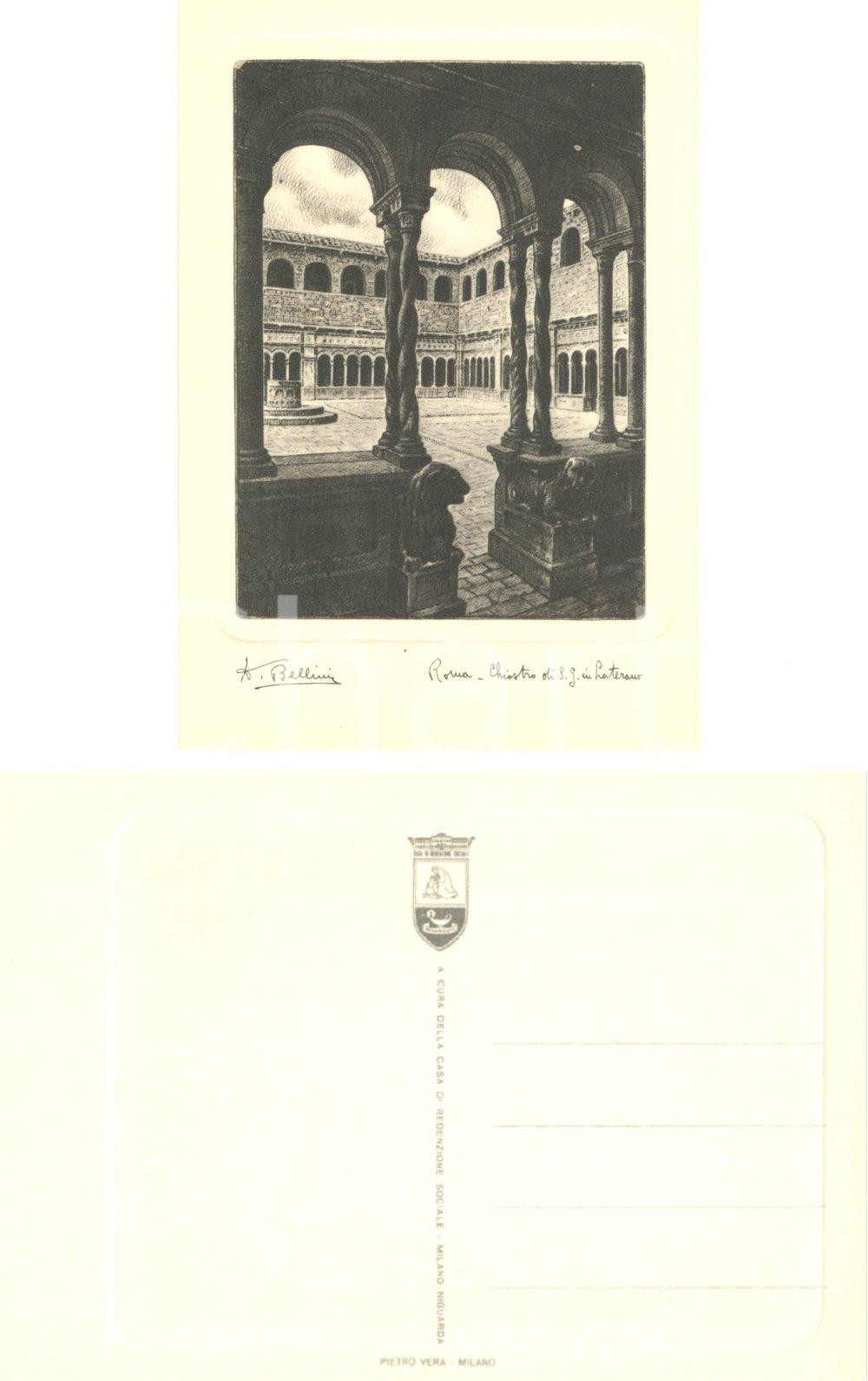 Cartolina originale da collezione 1955 ca ROMA  SAN GIOVANNI IN LATERANO Inc. BELLINI Casa redenzione NIGUARDA 1