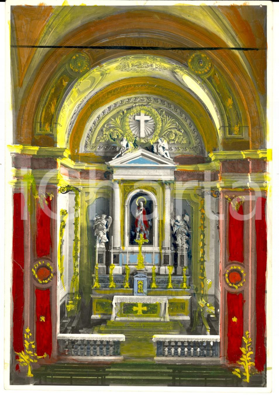 Fotografia d epoca originale 1950 ca SAN FERMO DELLA BATTAGLIA Altare SAN FERMO Foto seriale COLORATA A MANO 1