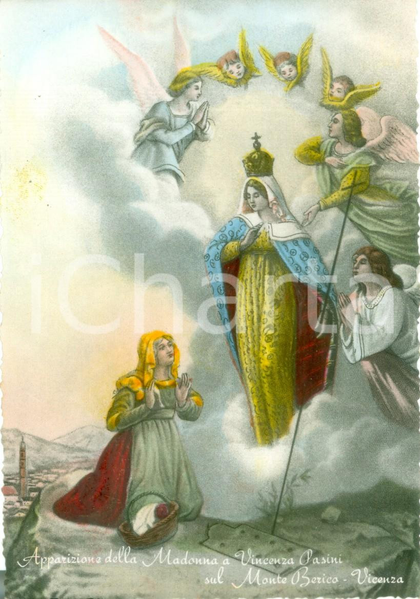 Cartolina originale da collezione 1955 VICENZA Madonna a Vincenzo PASINI Basilica di Monte BERICO COLORATA A MANO 1