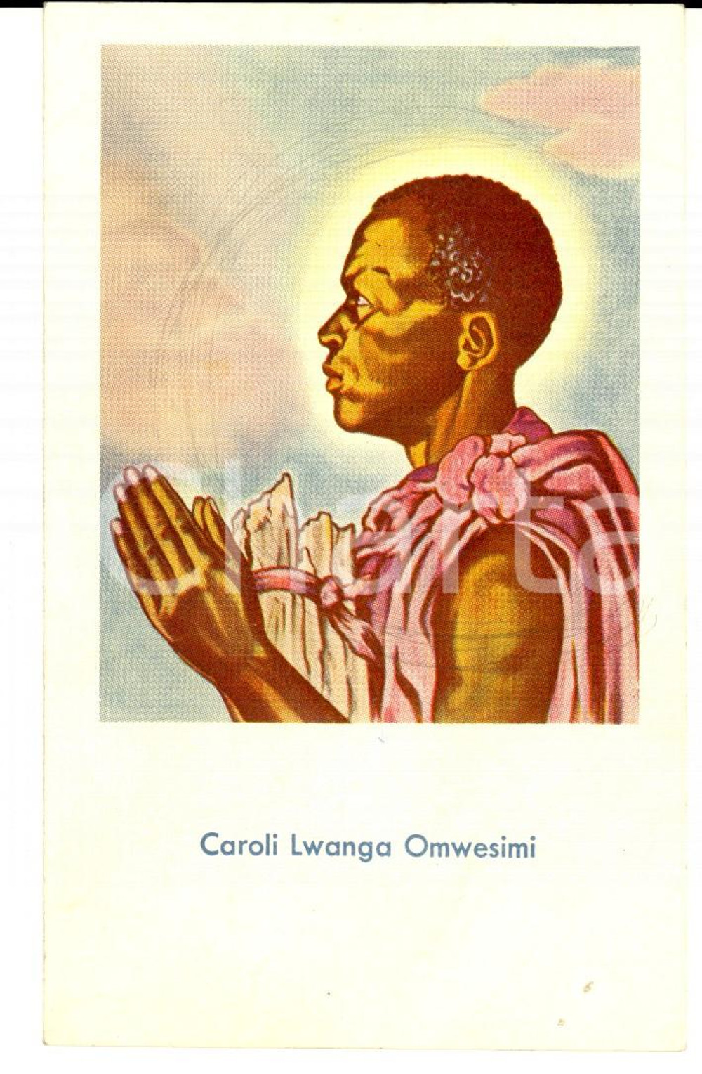 Oggetto da collezione cartaceo 1957 TANZANIA Santino SAN CARLO LWANGA Omwesimi 1