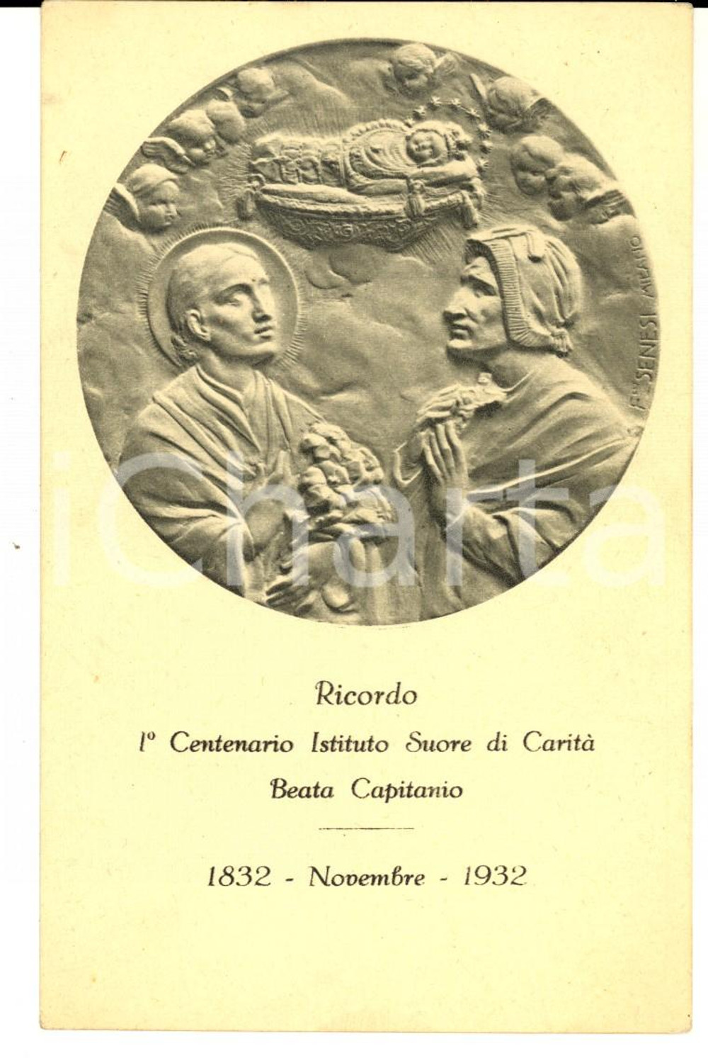 Cartolina originale da collezione 1932 Suore di CaritÃ  BEATA CAPITANIO Ricordo del 1Â° centenario Cartolina FP 1