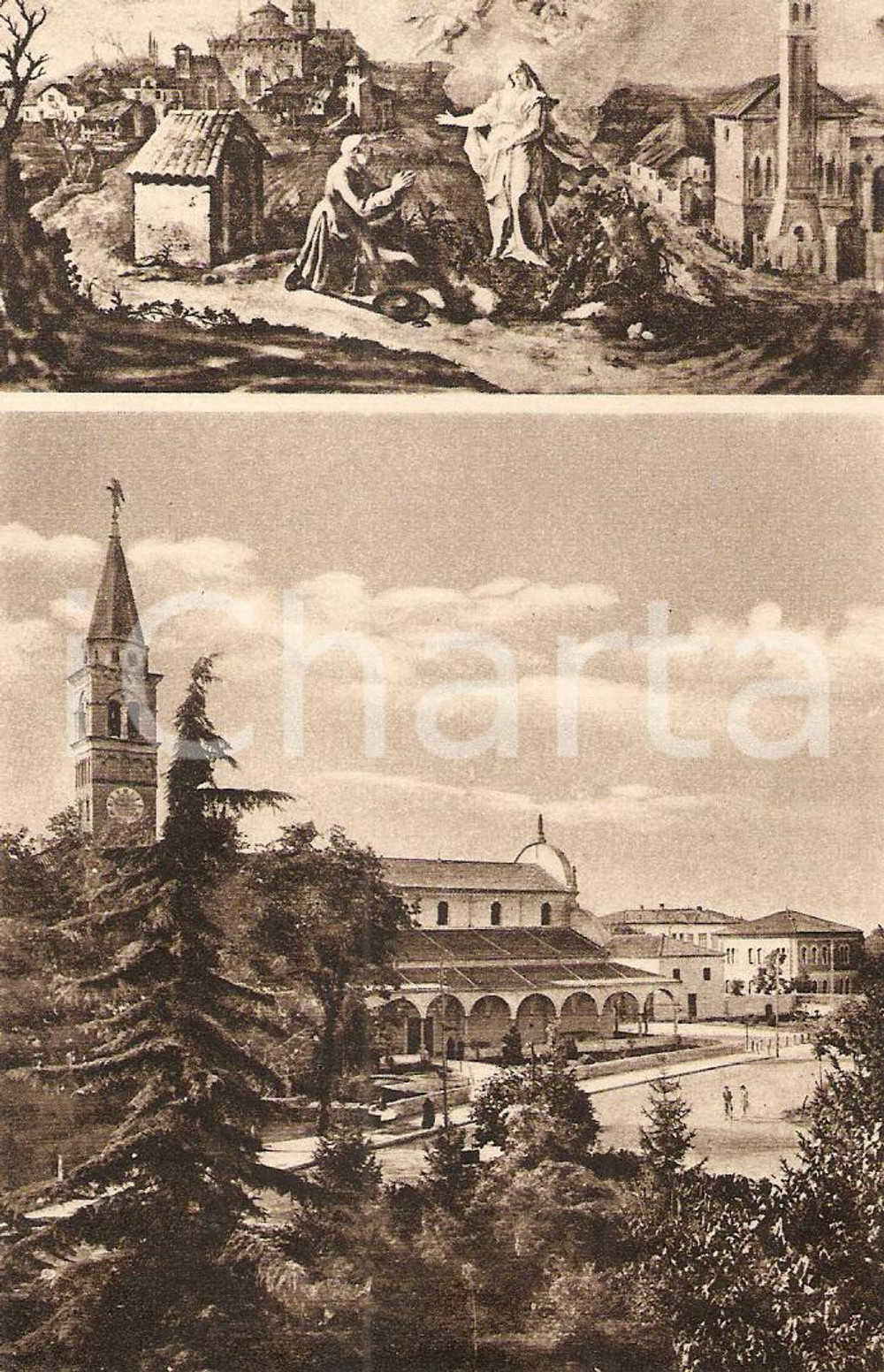 Cartolina originale da collezione 1945 ca MOTTA DI LIVENZA TV Basilica Madonna dei Miracoli Quadro apparizione 1
