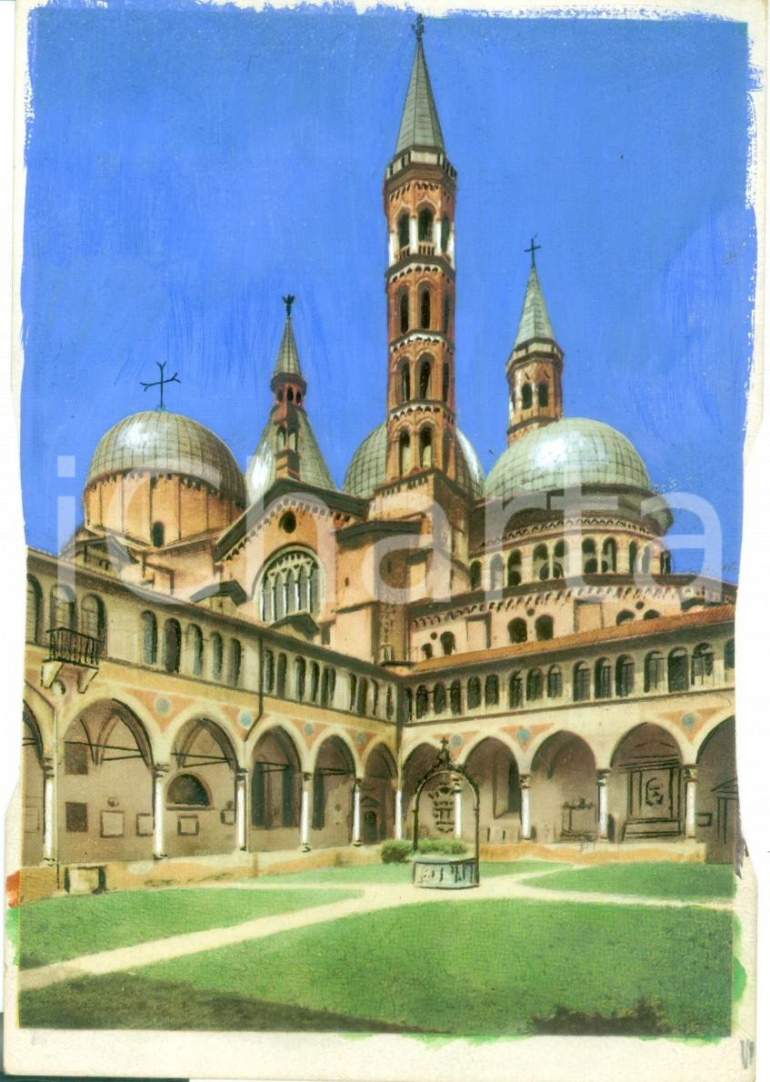 Cartolina originale da collezione 1955 ca PADOVA Basilica di Sant Antonio Cartolina colorata a tempera NV 1