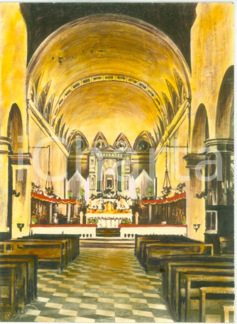 Fotografia d epoca originale 1955 ca MOTTA DI LIVENZA Navata Basilica Madonna dei Miracoli Colorata a tempera 1