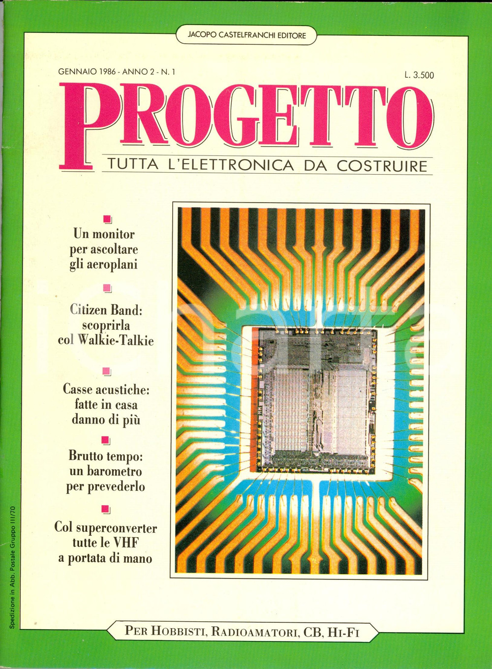 Giornale, rivista storica 1986 PROGETTO  ELETTRONICA DA COSTRUIRE Multiconvertitore VHF Anno II n. 1 1