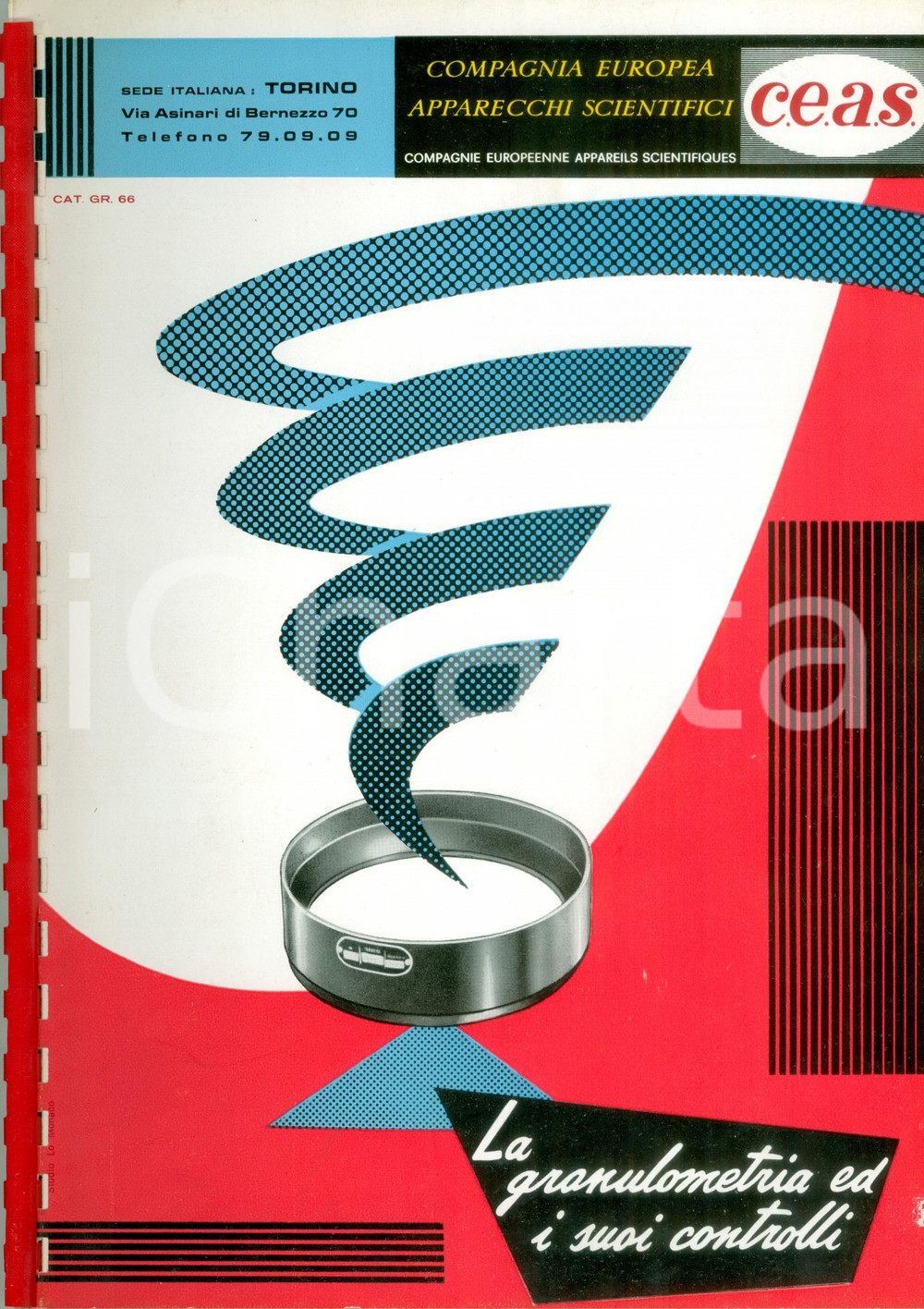 Materiale pubblicitario d’epoca 1970 ca TORINO Compagnia Europea Apparecchi Scientifici CEAS Granulometria 1