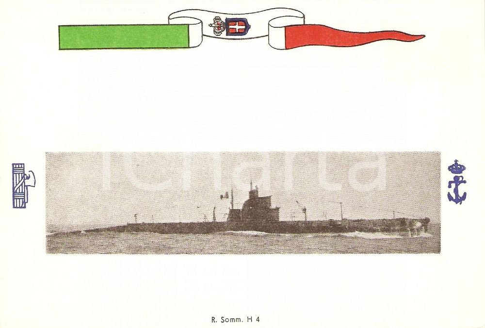 Cartolina originale da collezione 1940 ca MARINA MILITARE Regio sommergibile H 4 Cartolina FG NV 1