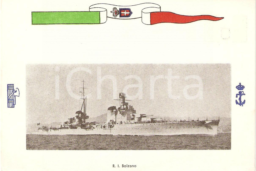 Cartolina originale da collezione 1940 ca MARINA MILITARE Regio incrociatore BOLZANO Cartolina 1