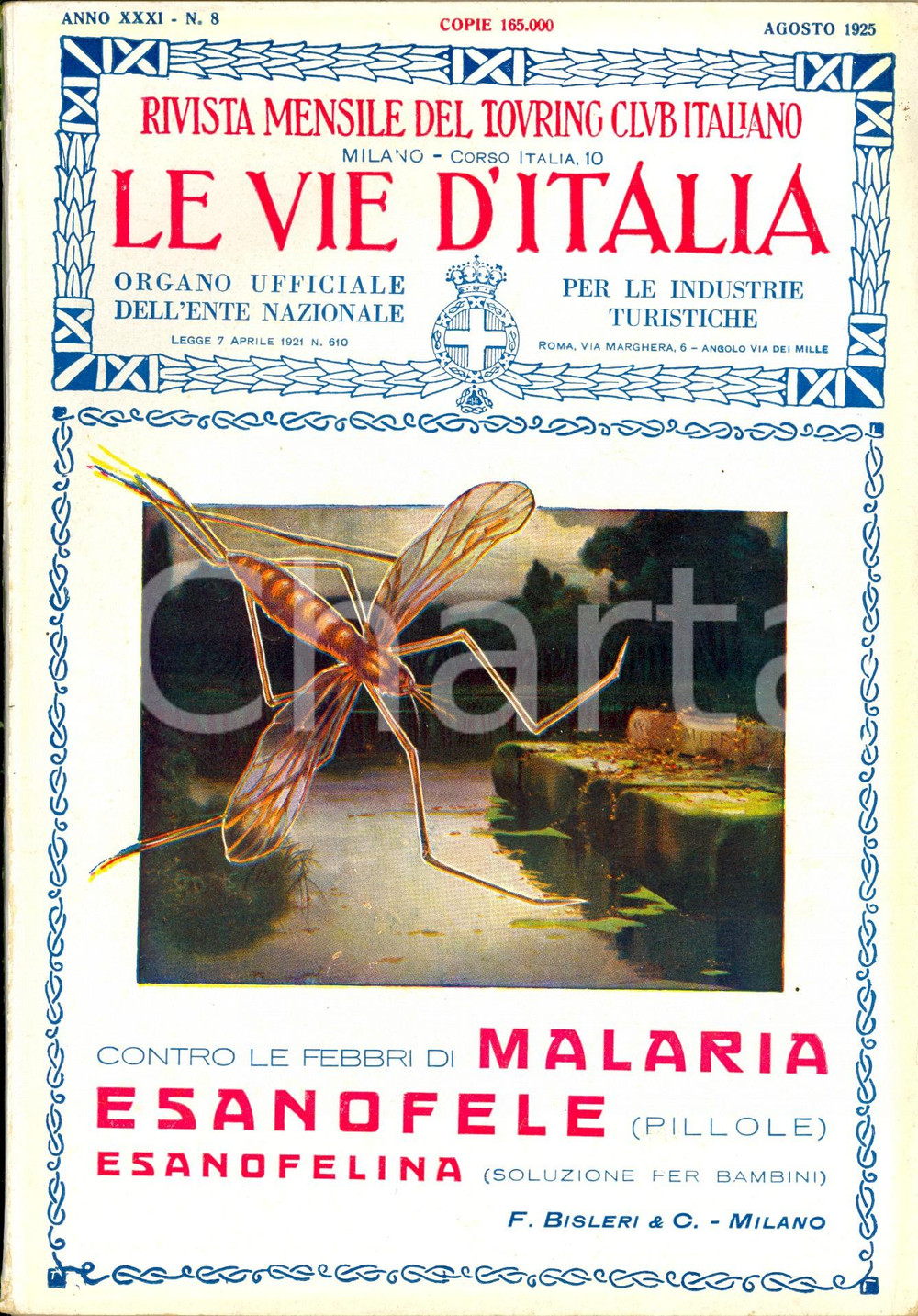 Giornale, rivista storica 1925 LE VIE D ITALIA TCI La societÃ  chimica MONTECATINI Rivista Anno XXXI nÂ°8 1