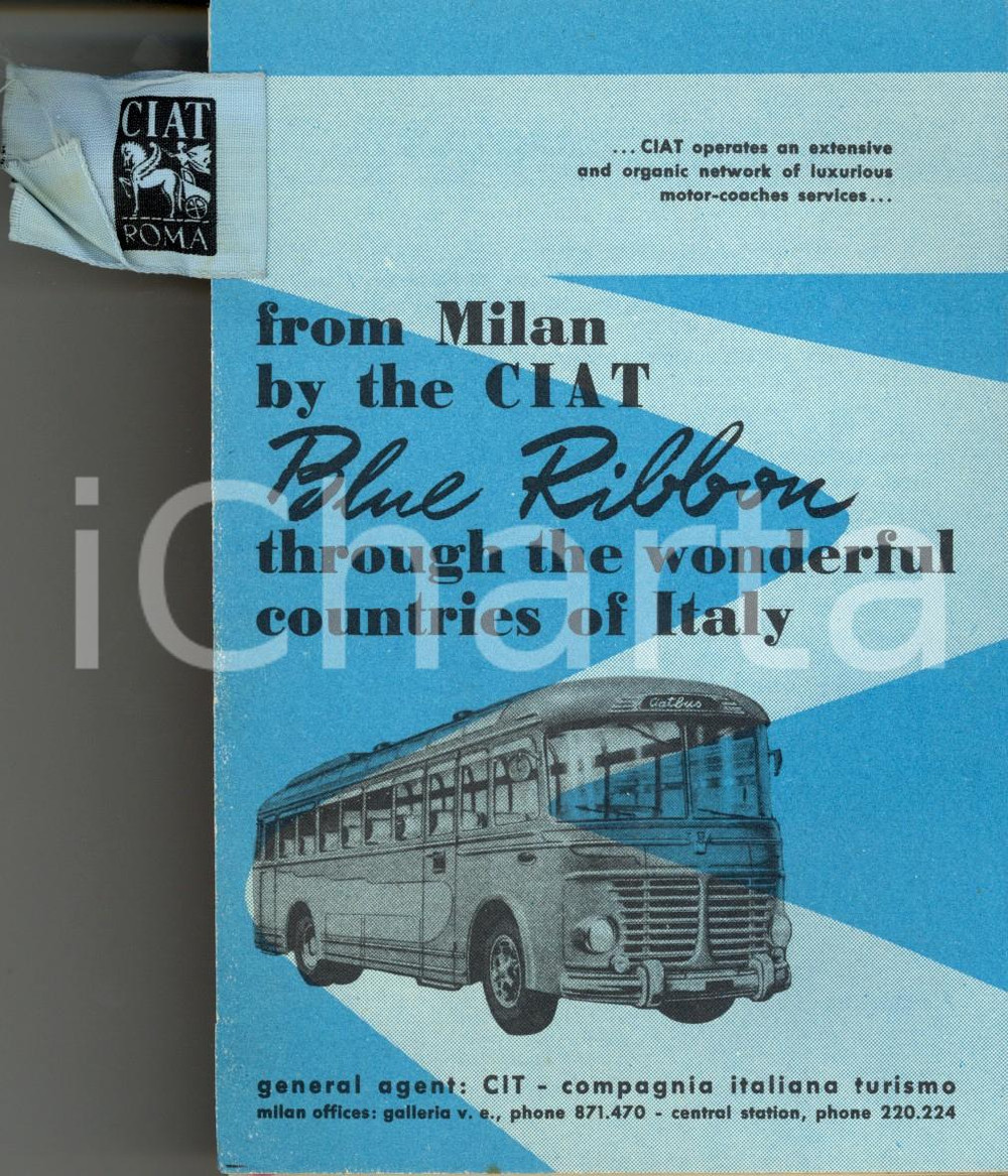 Materiale pubblicitario d’epoca 1950 ca ROMA CIAT Escursioni turistiche sul PINK RIBBON in ITALIA Opuscolo 1