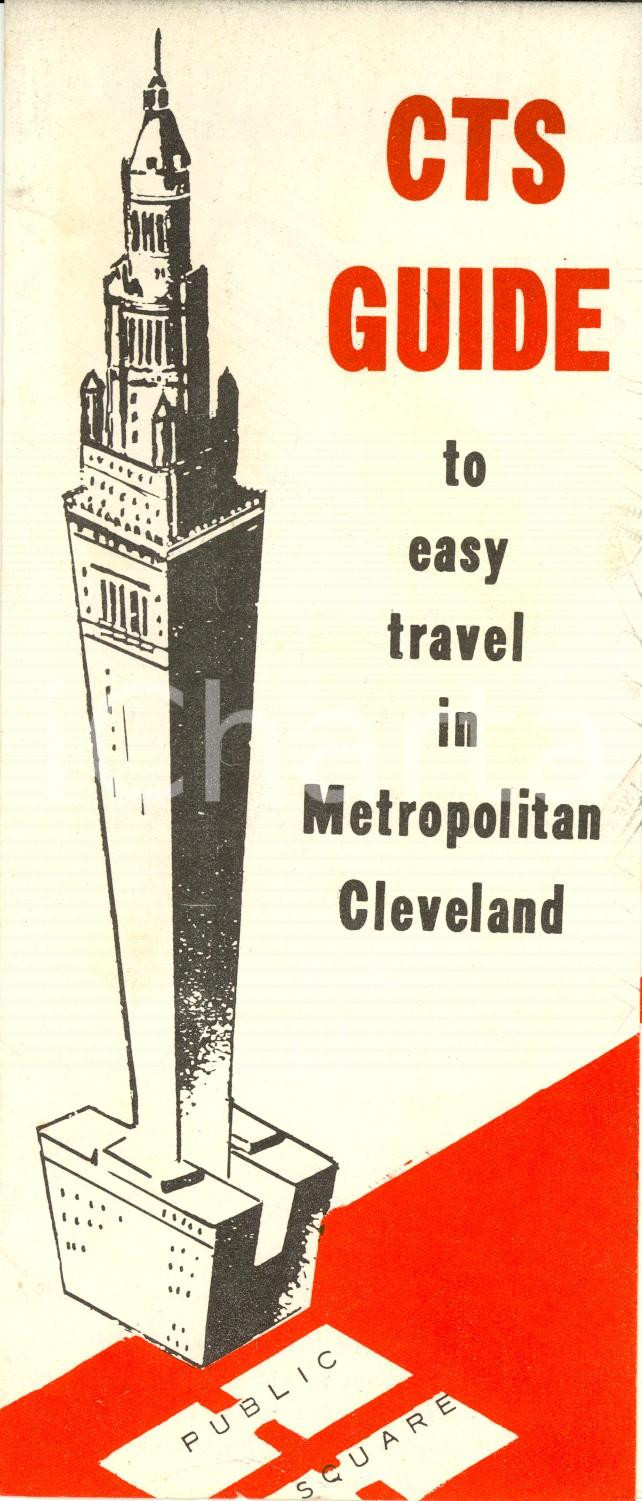 Materiale pubblicitario d’epoca 1954 CLEVELAND USA Easy travel in Metropolitan City Opuscolo con mappa 1