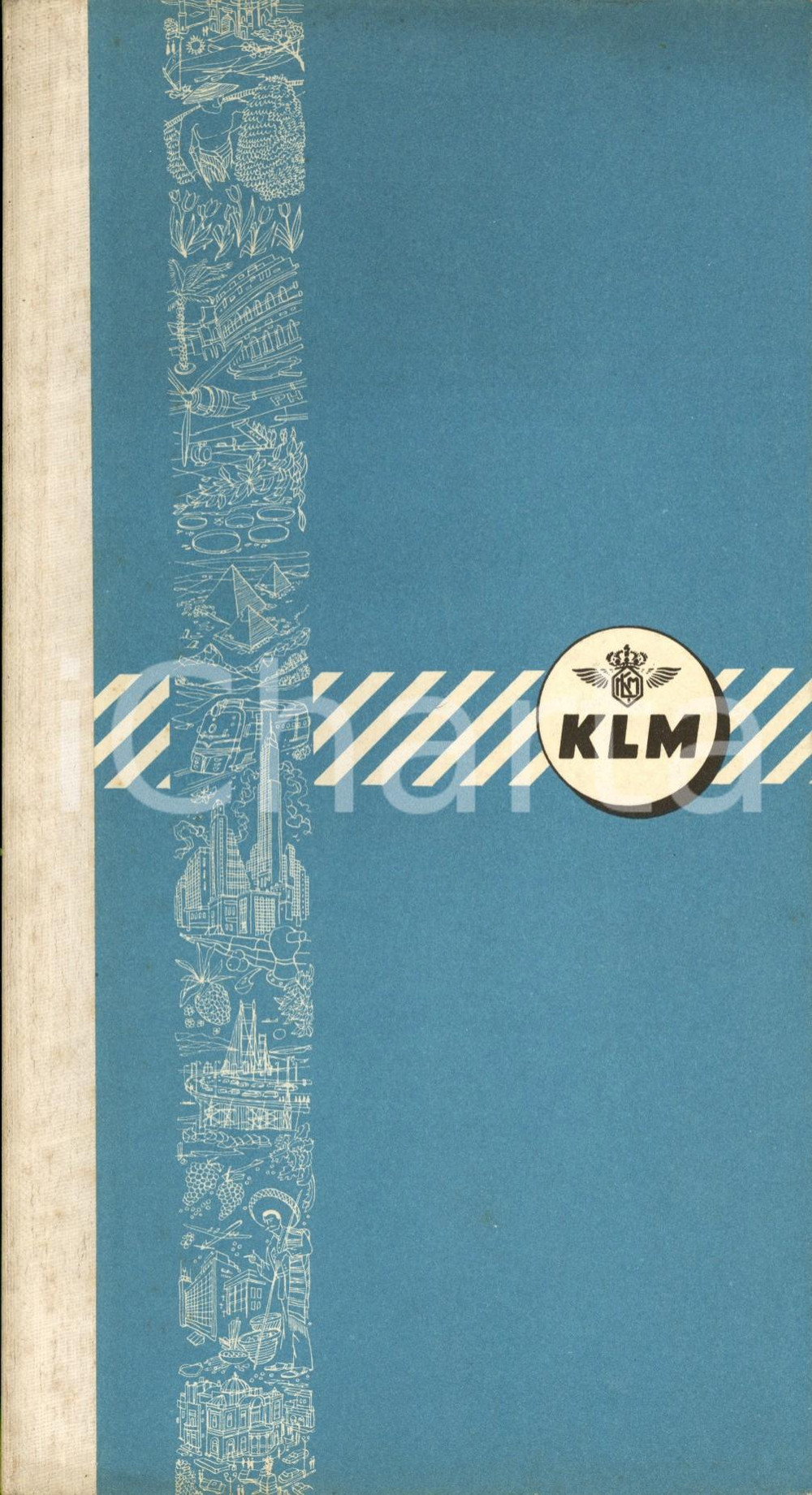 Materiale pubblicitario d’epoca 1955 ca ASMSTERDAM NL Compagnia KLM Opuscolo con cartine e buste posta aerea 1