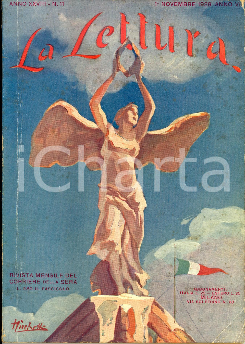 Giornale, rivista storica 1928 LA LETTURA Decennale della VITTORIA Ill. RICCHETTI Anno XXVIII nÂ°11 1