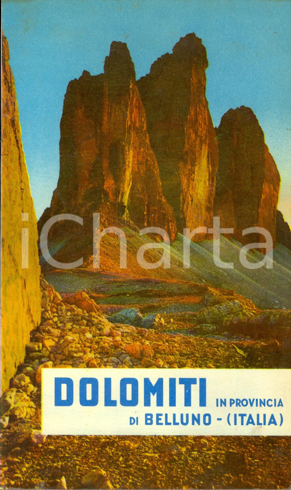Materiale pubblicitario d’epoca 1970 ca Provincia di BELLUNO Le DOLOMITI Opuscolo ILLUSTRATO con cartina 1