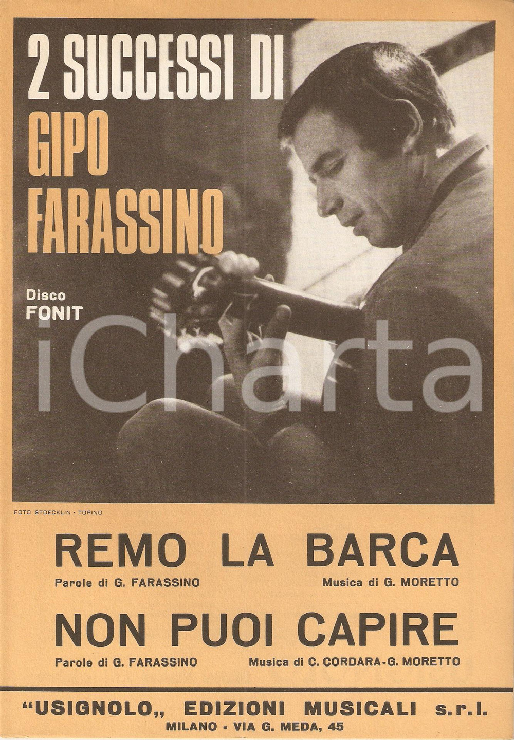 Oggetto da collezione cartaceo 1967 Gipo FARASSINO Remo la barca Non puoi capire FONIT Spartito Ed. USIGNOLO 1
