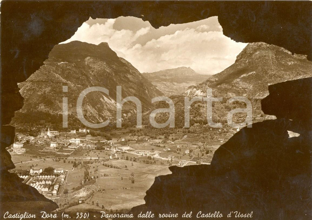 Cartolina originale da collezione 1957 CHATILLON AO Veduta panoramica dalle rovine del CASTEL D USSEL FG VG 1