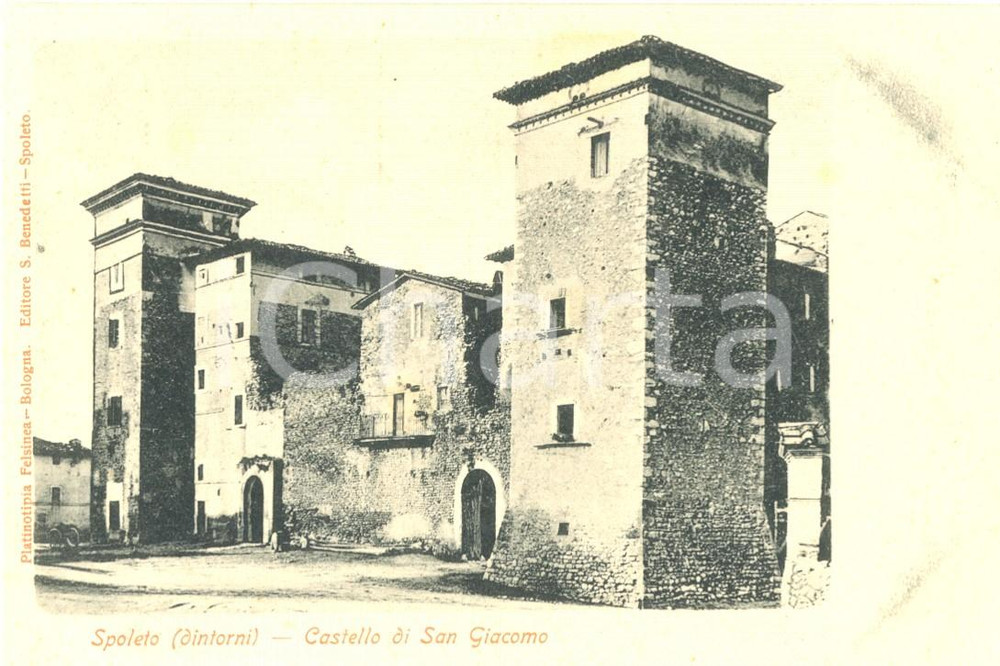 Cartolina originale da collezione 1900 ca SPOLETO PG Veduta del Castello di SAN GIACOMO Cartolina FP NV 1
