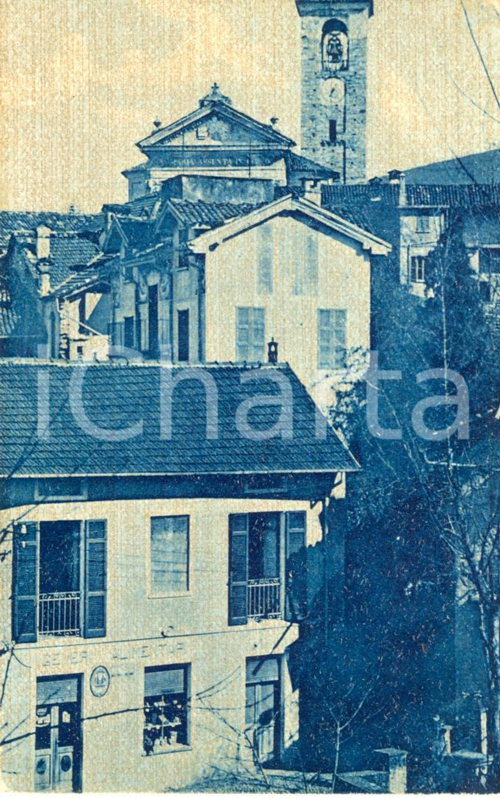 Cartolina originale da collezione 1950 PORTO VALTRAGLIA VA Il negozio di generi alimentari di DOMO FP VG 1