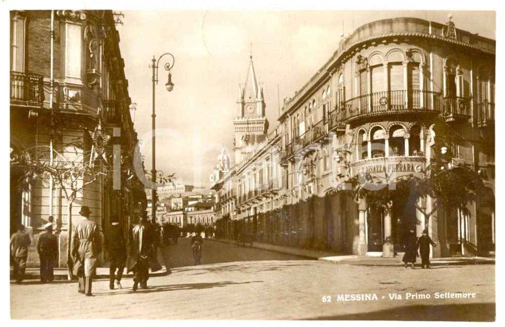 Cartolina originale da collezione 1939 MESSINA Negozio Tommaso BISAZZA FERRARA e Via PRIMO SETTEMBRE FP VG 1