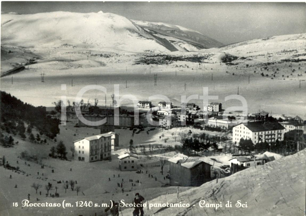 Cartolina originale da collezione 1953 ROCCARASO AQ Paesaggio innevato con campi da sci Cartolina postale FG VG 1
