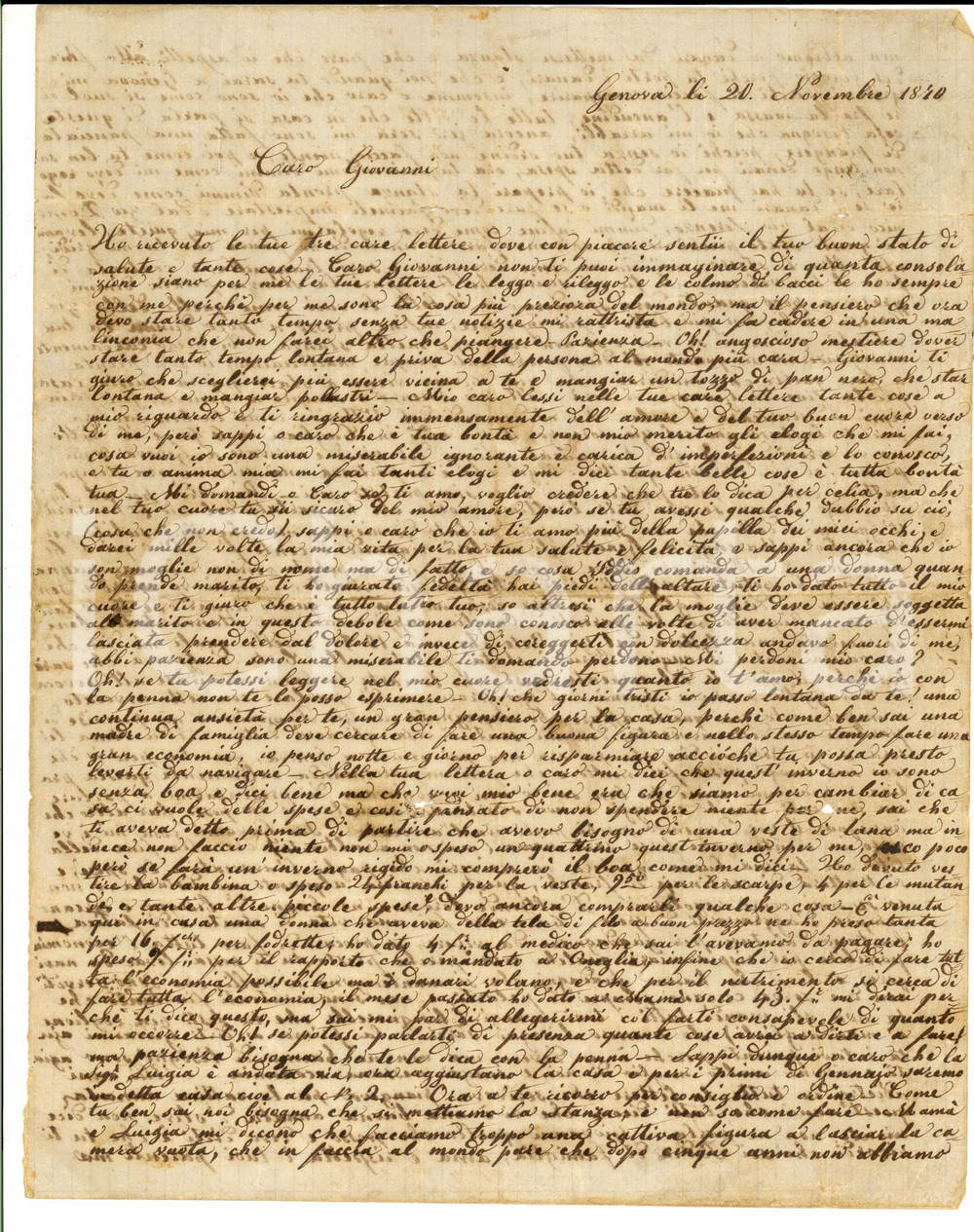 1870 GENOVA Emilia DE MAURIZI preferirebbe il marito al pranzo con i pollastri