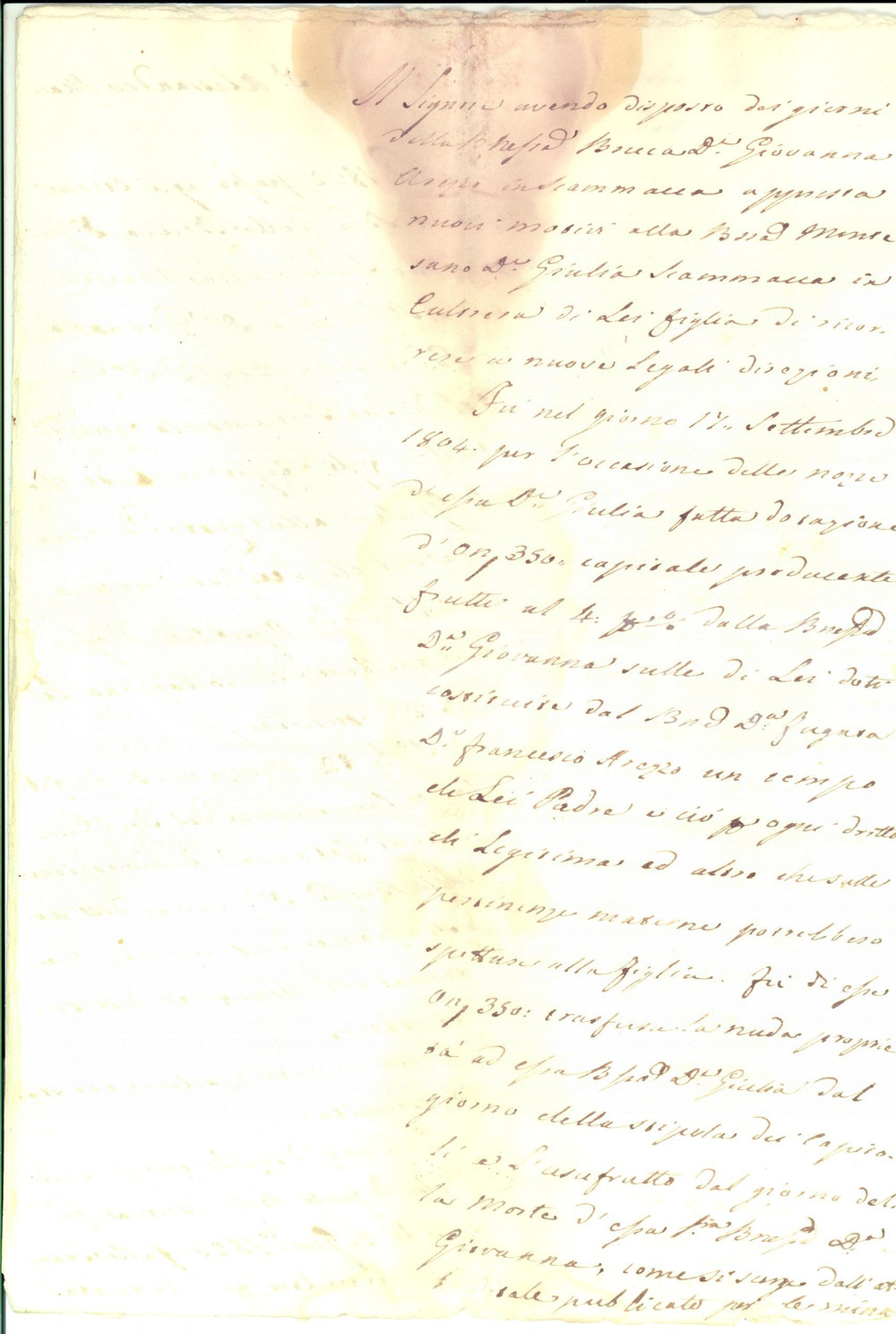 1820 ca PALERMO Doti ed eredità della baronessa Giulia SCAMMACCA CULTRERA