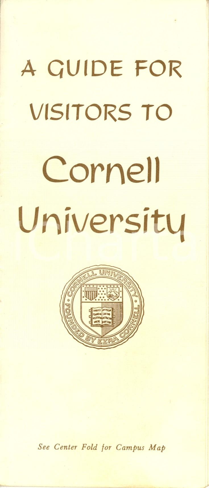 Materiale pubblicitario d’epoca 1953 ITHACA USA A guide for visitors to CORNELL UNIVERSITY Opuscolo con mappa 1