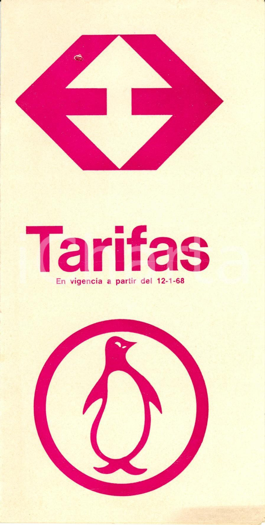 Materiale pubblicitario d’epoca 1968 ARGENTINA Compagnie aeree ALA e AUSTRAL Tariffe per i voli Opuscolo 1