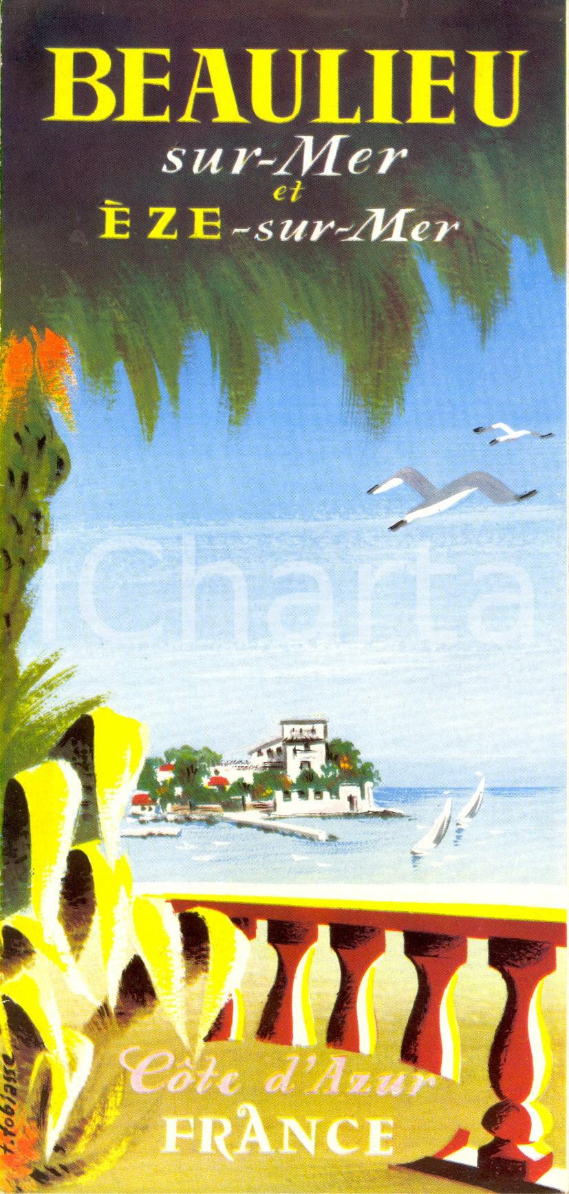Materiale pubblicitario d’epoca 1960 ca COTE D AZUR FRANCE BeaulieusurMer e EzesurMer Opuscolo ILLUSTRATO 1