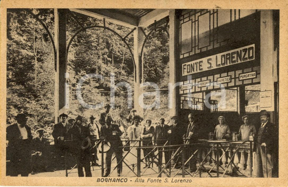 Cartolina originale da collezione 1948 TERME DI BOGNANCO VB Villeggianti bevono acqua alla FONTE SAN LORENZO FP 1