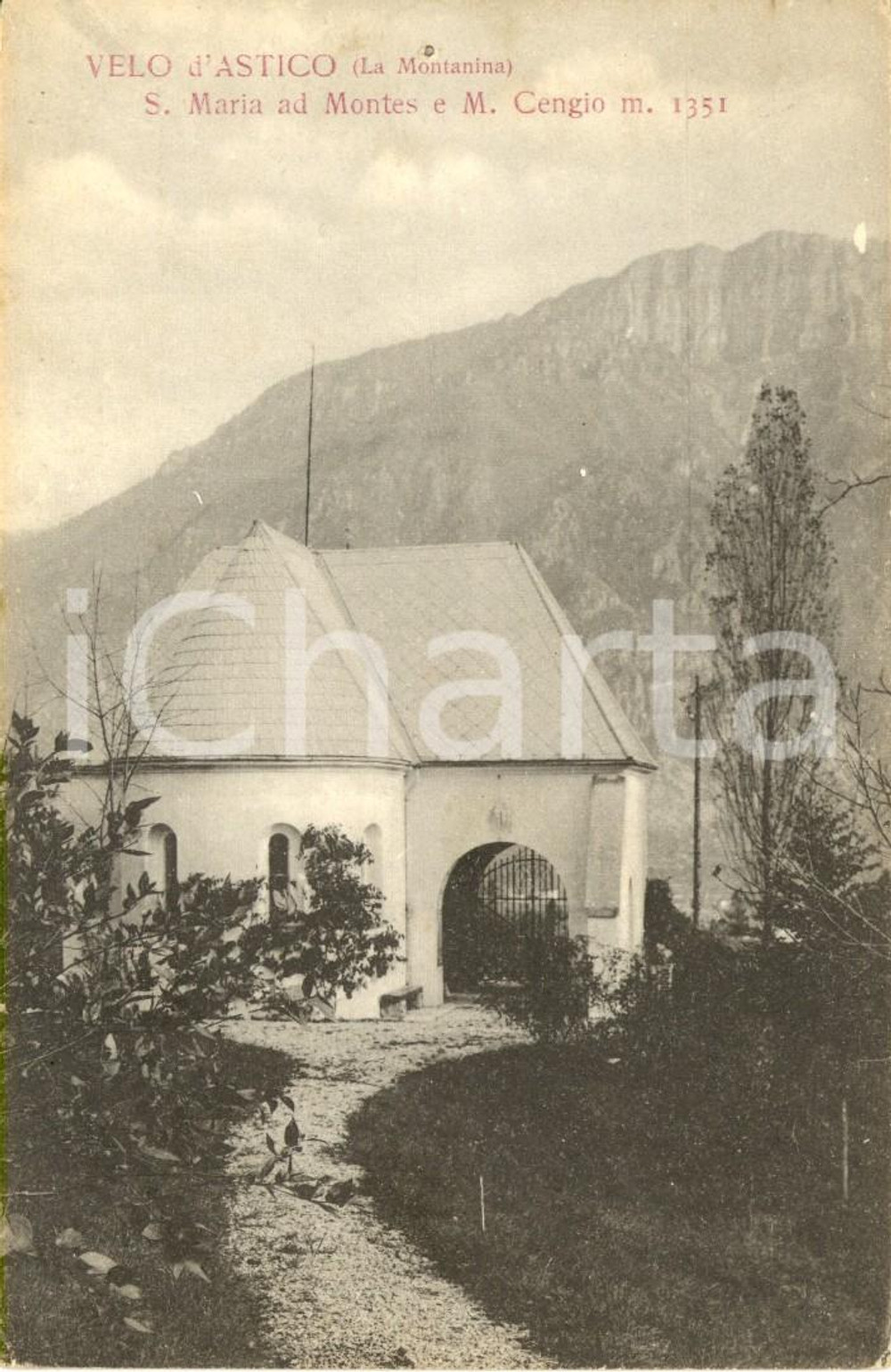 Cartolina originale da collezione 1920 ca VELO D ASTICO VI LA MONTANINA Santa MARIA AD MONTES e monte CENGIO FP 1