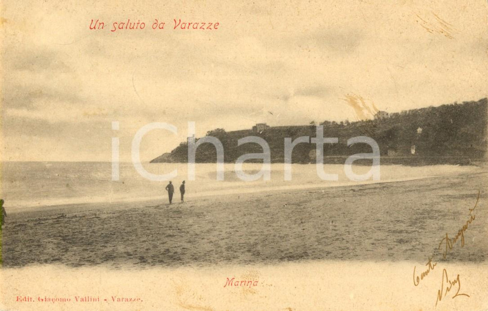 Cartolina originale da collezione 1900 ca VARAZZE SV Veduta della spiaggia Cartolina postale ANIMATA FP VG 1