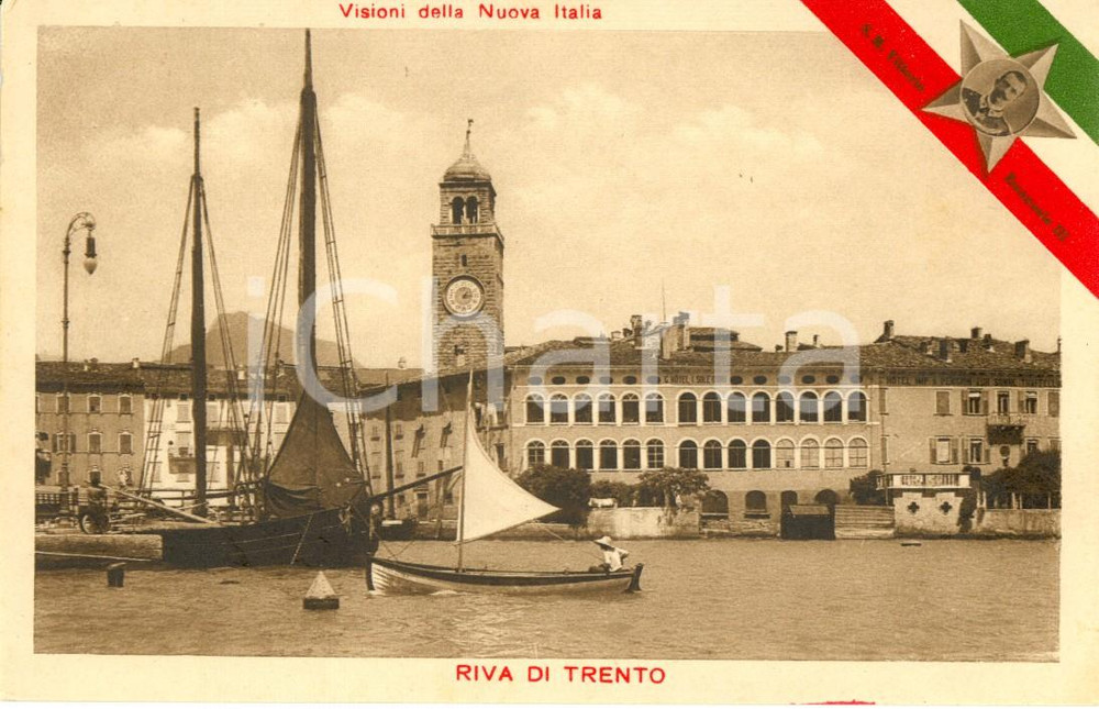 Cartolina originale da collezione 1918 ca RIVA DEL GARDA TN Veduta dal Lago Cartolina VISIONI NUOVA ITALIA FP NV 1