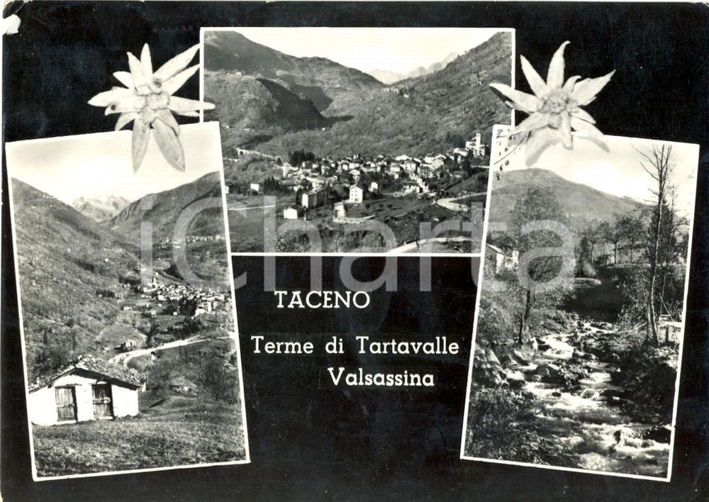 Cartolina originale da collezione 1955 TACENO LC Vedutine delle Terme e della VALSASSINA FG VG 1